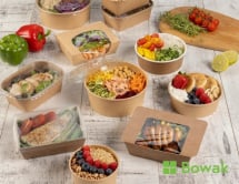 Salad Bowl Rectangular 750ml Clear with Hinged Lid